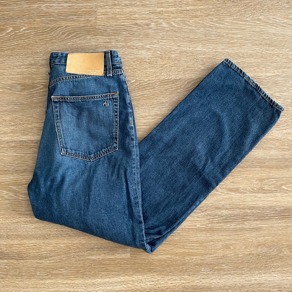 rag & bone Women's Straight Leg Dark Blue Denim Jeans